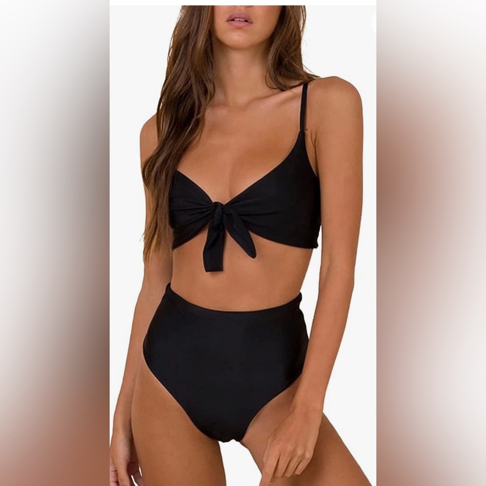 Womens High Waisted black Bikini- Bathing suit